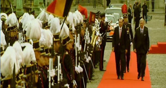 Erdoğan Belçika´da 177 yıl aradan sonra resmi törenle karşılaştı