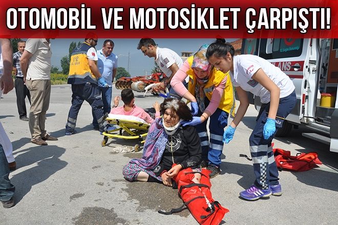 OTOMOBİL VE MOTOSİKLET ÇARPIŞTI!