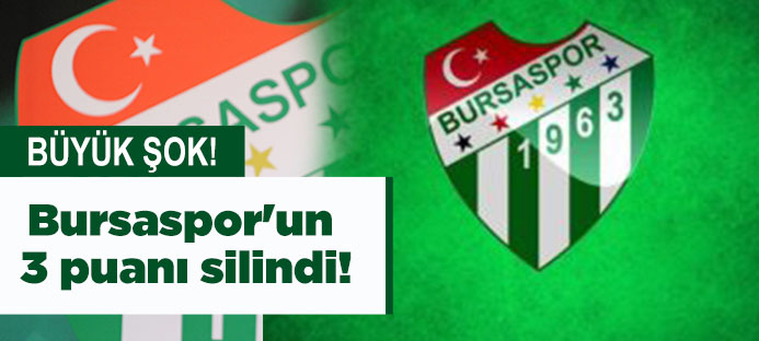 Büyük şok: Bursaspor`un 3 puanı silindi!