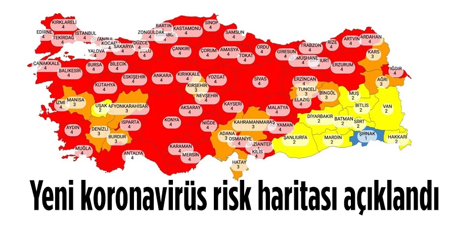 Yeni koronavirüs risk haritası açıklandı