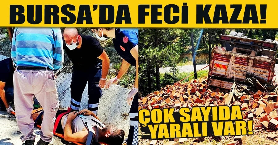 Tuğla yüklü kamyon devrildi: 4 yaralı 