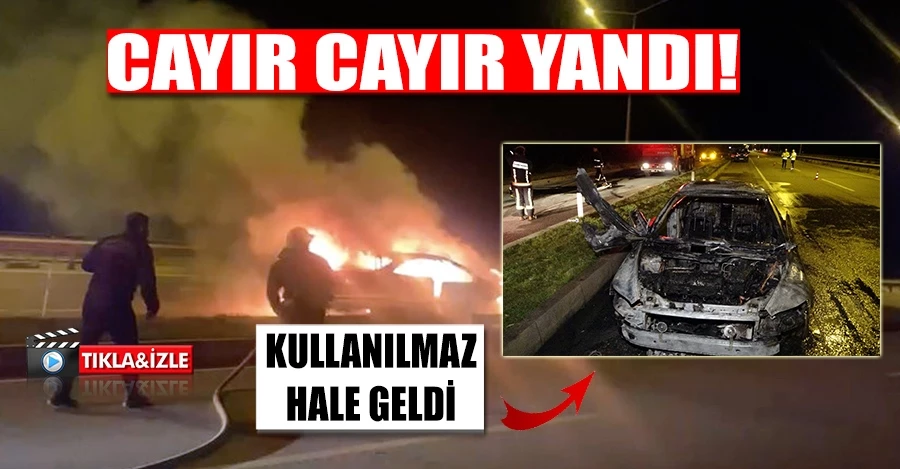 Seyir halindeki otomobil alev topuna döndü