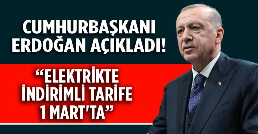 Cumhurbaşkanı Erdoğan açıkladı! Elektrikte indirimli tarife 1 Mart