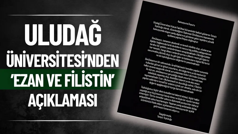 Uludağ Üniversitesi’nden ’ezan ve Filistin’ açıklaması