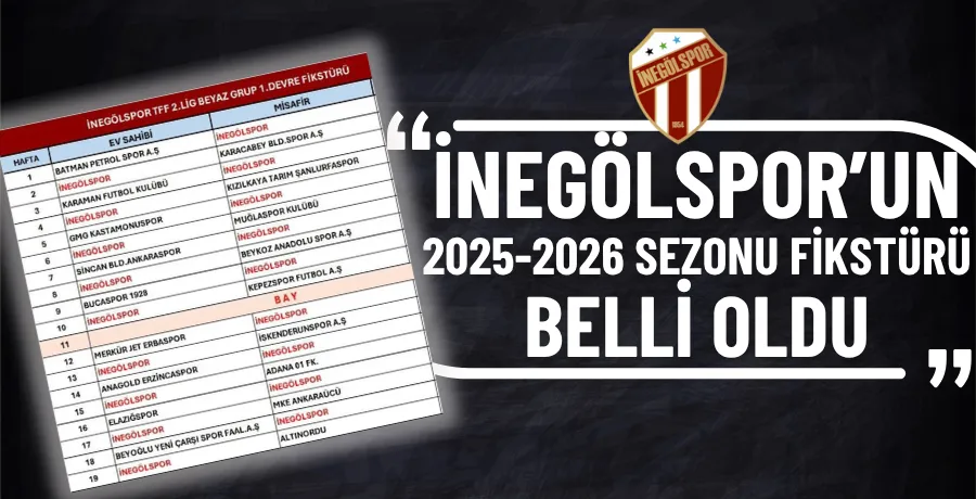 İnegölspor’un 2025-2026 sezonu fikstürü belli oldu