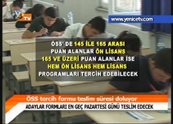 ÖSS TERCİH FORMU TESLİM SÜRESİ DOLUYOR